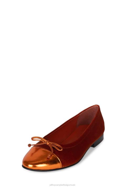 vrouwen Jeffrey Campbell arabesk oranje fluwelen combi V2LZ194 ballerina's