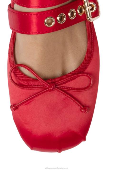 vrouwen Jeffrey Campbell ballotage rood satijn zwart wit geruit V2LZ208 ballerina's