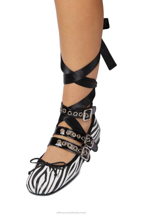 vrouwen Jeffrey Campbell ballotage zebra zwart lak zilver V2LZ207 ballerina's