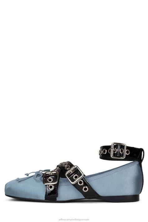vrouwen Jeffrey Campbell choreo blauw satijn zwart lak V2LZ209 ballerina's