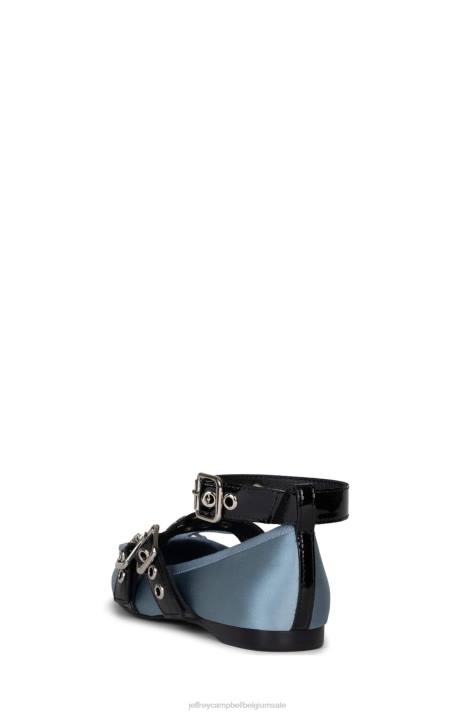 vrouwen Jeffrey Campbell choreo blauw satijn zwart lak V2LZ209 ballerina's