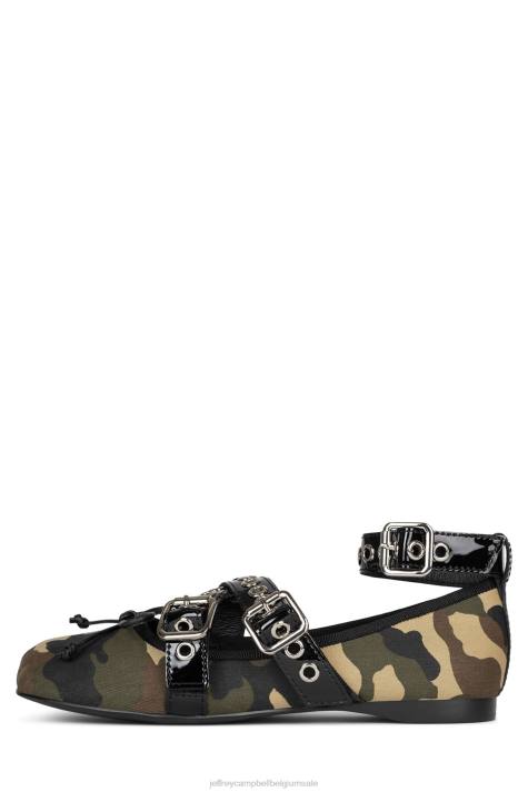 vrouwen Jeffrey Campbell choreo kaki camo zwart V2LZ212 ballerina's