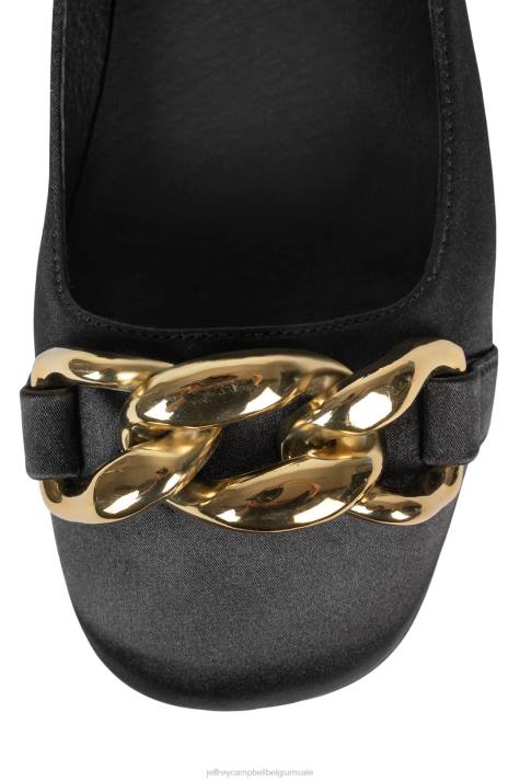 vrouwen Jeffrey Campbell eengin zwart satijn goud V2LZ189 ballerina's
