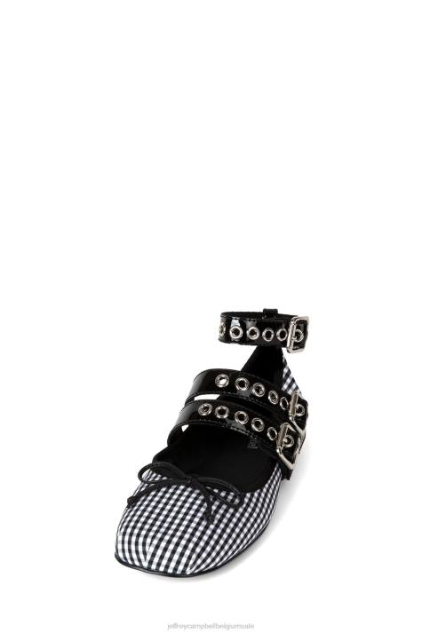 vrouwen Jeffrey Campbell rina wit geruit zwart lak V2LZ203 ballerina's