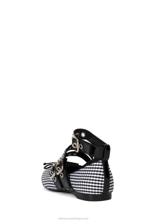 vrouwen Jeffrey Campbell rina wit geruit zwart lak V2LZ203 ballerina's