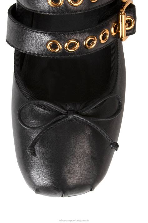 vrouwen Jeffrey Campbell rina zwart goud V2LZ204 ballerina's
