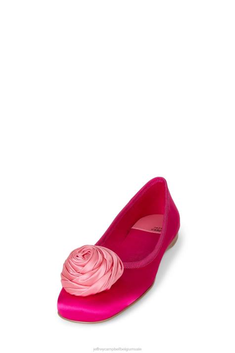 vrouwen Jeffrey Campbell rozet roze satijnen combo V2LZ205 ballerina's