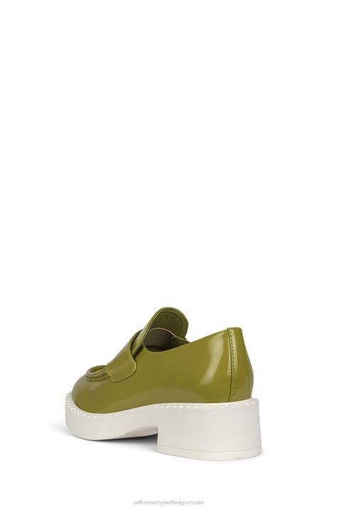 vrouwen Jeffrey Campbell bibliothecaris groene doos wit V2LZ1780 instapper & oxford