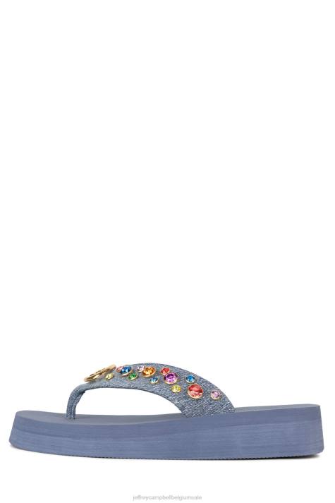 vrouwen Jeffrey Campbell iconen blauw denim multi V2LZ169 sandalen