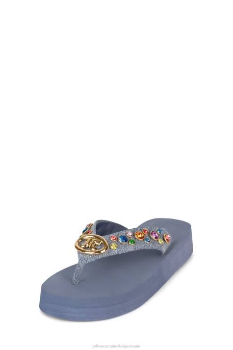 vrouwen Jeffrey Campbell iconen blauw denim multi V2LZ169 sandalen