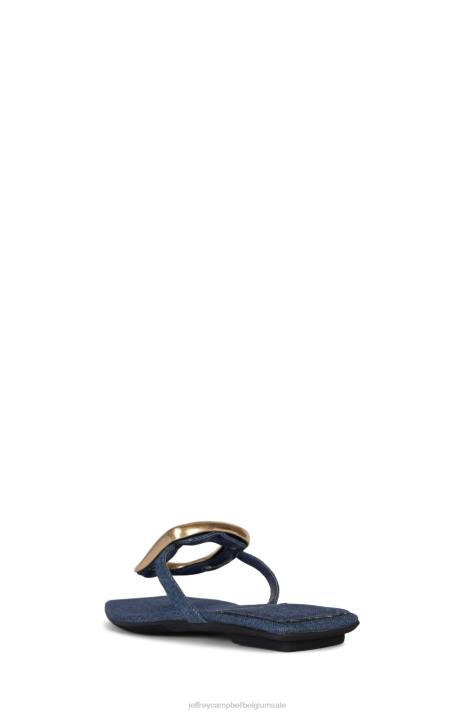 vrouwen Jeffrey Campbell linques-2 blauw denim goud V2LZ1749 sandalen