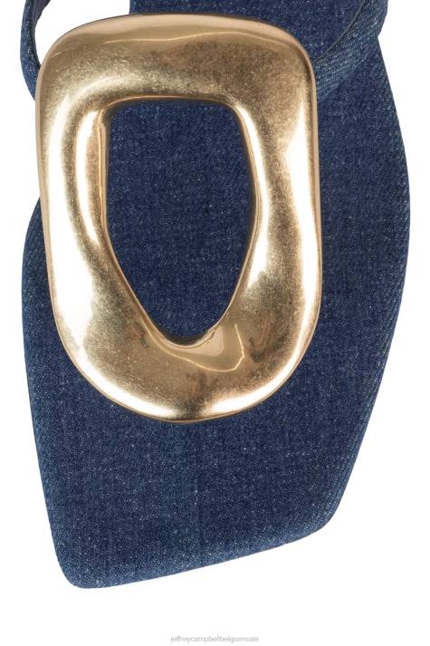 vrouwen Jeffrey Campbell linques-2 blauw denim goud V2LZ1749 sandalen