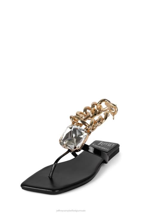 vrouwen Jeffrey Campbell ring-op-het zwart patent goud V2LZ1743 sandalen
