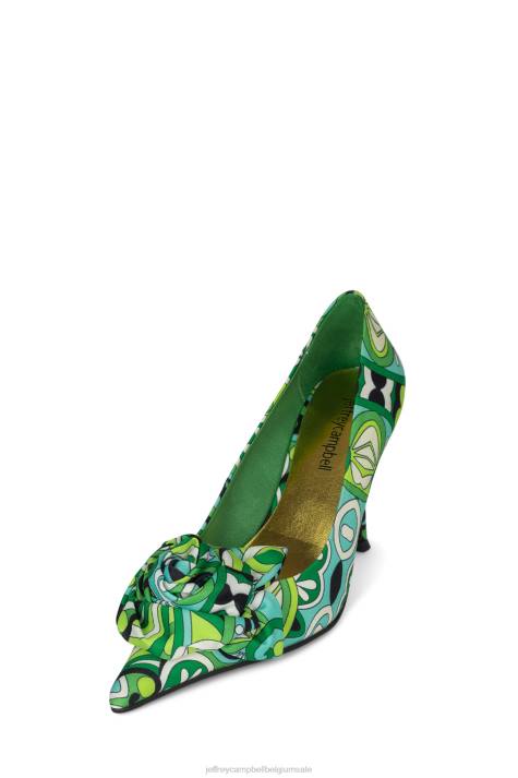 vrouwen Jeffrey Campbell De Bloem groene multi V2LZ1346 hakken pomp