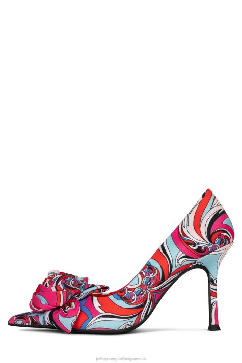 vrouwen Jeffrey Campbell De Bloem rood blauw combi V2LZ1344 hakken pomp