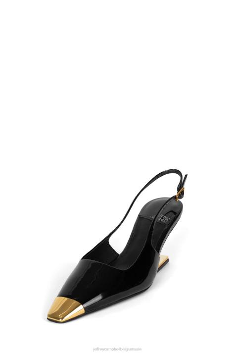 vrouwen Jeffrey Campbell boosdoener-l zwart patent goud V2LZ1356 hakken pomp