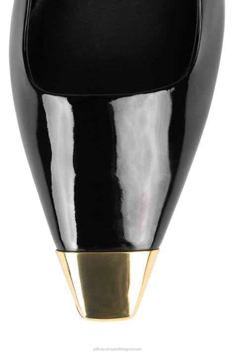 vrouwen Jeffrey Campbell boosdoener-l zwart patent goud V2LZ1356 hakken pomp