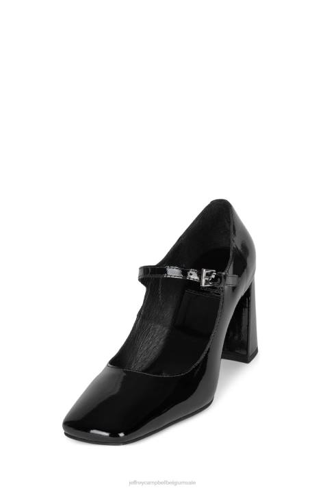 vrouwen Jeffrey Campbell bourdin-2 zwart gekreukt patent V2LZ1359 hakken pomp