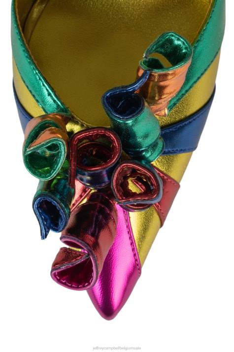 vrouwen Jeffrey Campbell feestgunst stoffig goud metallic multi V2LZ1316 hakken pomp