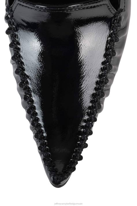 vrouwen Jeffrey Campbell in een opwelling zwart gekreukt patent V2LZ1401 hakken pomp