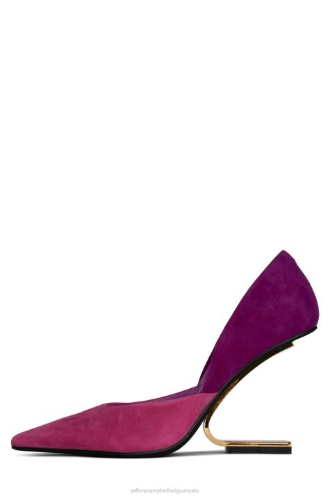 vrouwen Jeffrey Campbell juliette fuchsia suède combinatie V2LZ1339 hakken pomp