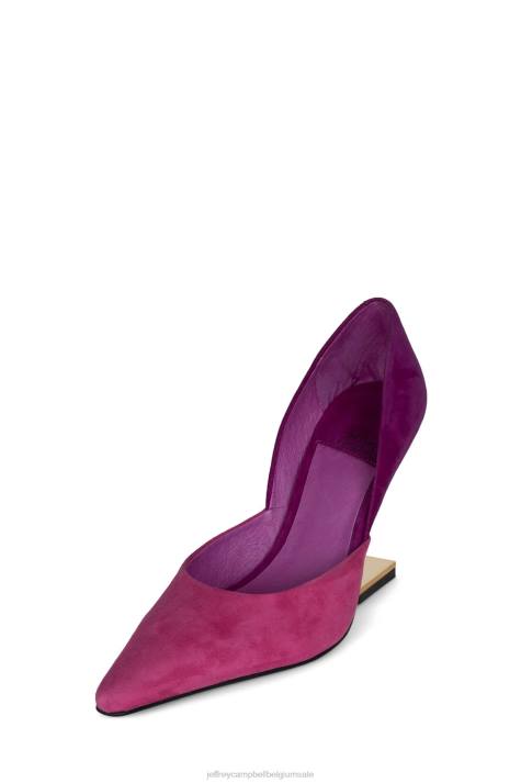 vrouwen Jeffrey Campbell juliette fuchsia suède combinatie V2LZ1339 hakken pomp