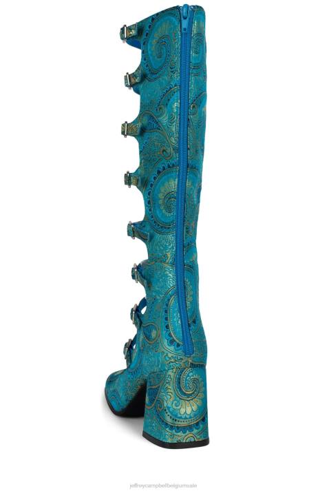 vrouwen Jeffrey Campbell meneer blauw paisley V2LZ1326 hakken pomp