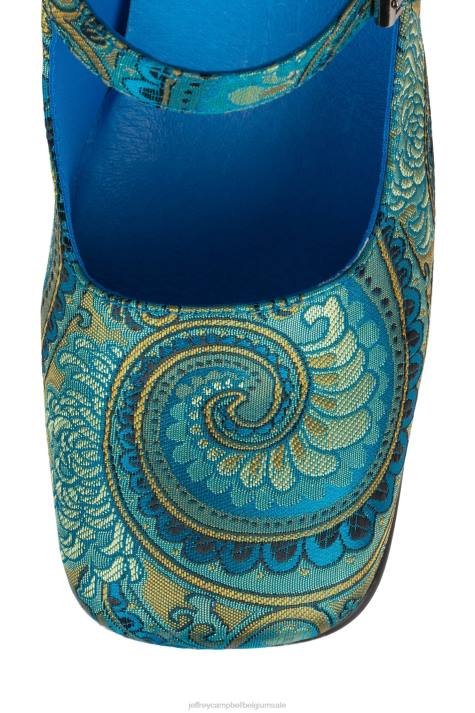 vrouwen Jeffrey Campbell meneer blauw paisley V2LZ1326 hakken pomp