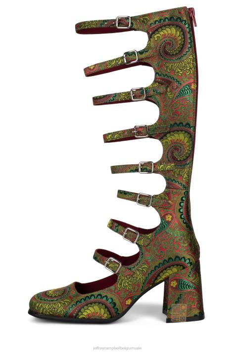 vrouwen Jeffrey Campbell meneer groen paisley V2LZ1328 hakken pomp