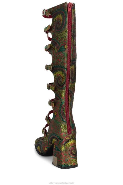 vrouwen Jeffrey Campbell meneer groen paisley V2LZ1328 hakken pomp
