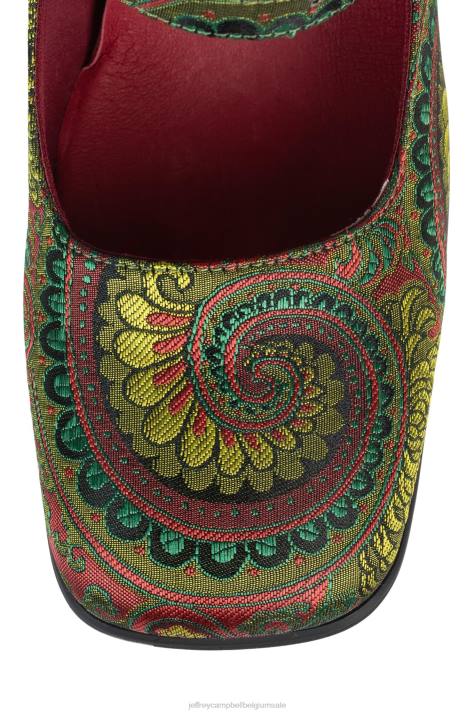 vrouwen Jeffrey Campbell meneer groen paisley V2LZ1328 hakken pomp