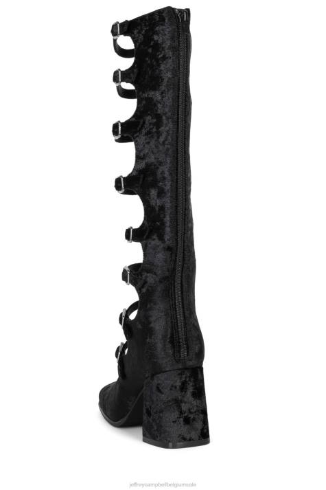 vrouwen Jeffrey Campbell meneer zwart geplet fluweel V2LZ1329 hakken pomp