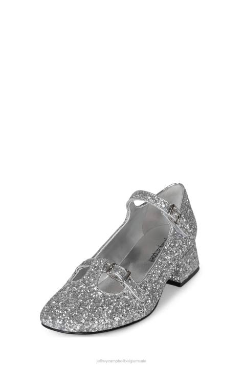vrouwen Jeffrey Campbell muzikaal zilveren glitters V2LZ1398 hakken pomp