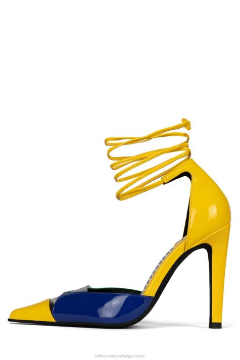 vrouwen Jeffrey Campbell ovio gele lakstreep multi V2LZ1366 hakken pomp