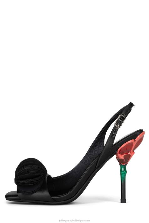 vrouwen Jeffrey Campbell rooskleurig zwart satijn V2LZ1313 hakken pomp