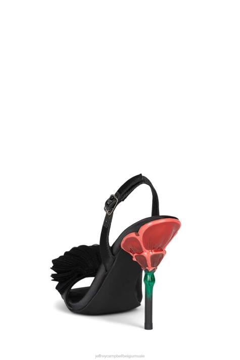 vrouwen Jeffrey Campbell rooskleurig zwart satijn V2LZ1313 hakken pomp