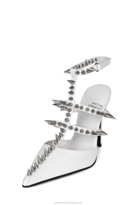 vrouwen Jeffrey Campbell stap terug wit lakzilver V2LZ1330 hakken pomp