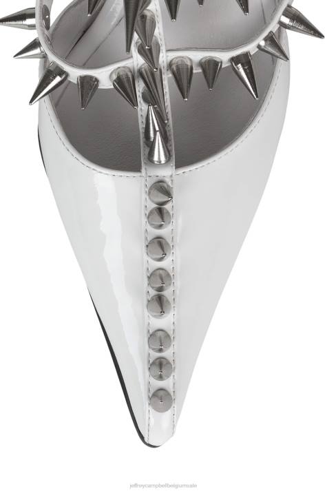 vrouwen Jeffrey Campbell stap terug wit lakzilver V2LZ1330 hakken pomp