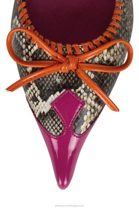 vrouwen Jeffrey Campbell torpedo-2 roze pat beige slang oranje V2LZ1363 hakken pomp