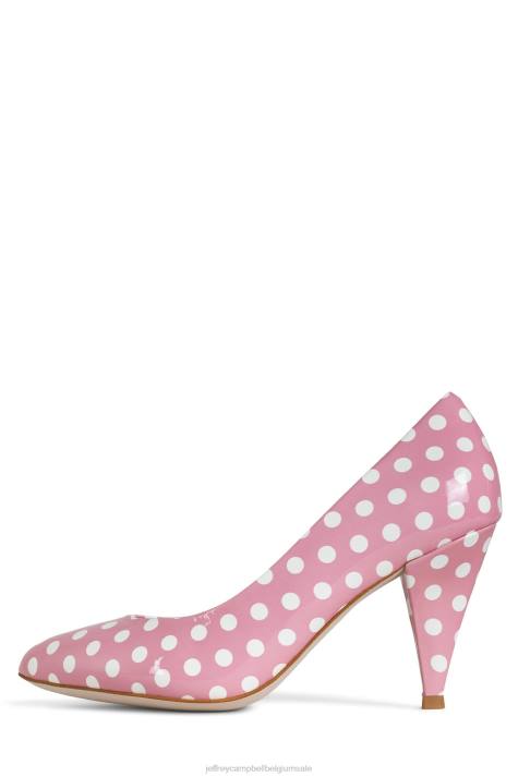 vrouwen Jeffrey Campbell veronique roze wit polka dot patent V2LZ1383 hakken pomp