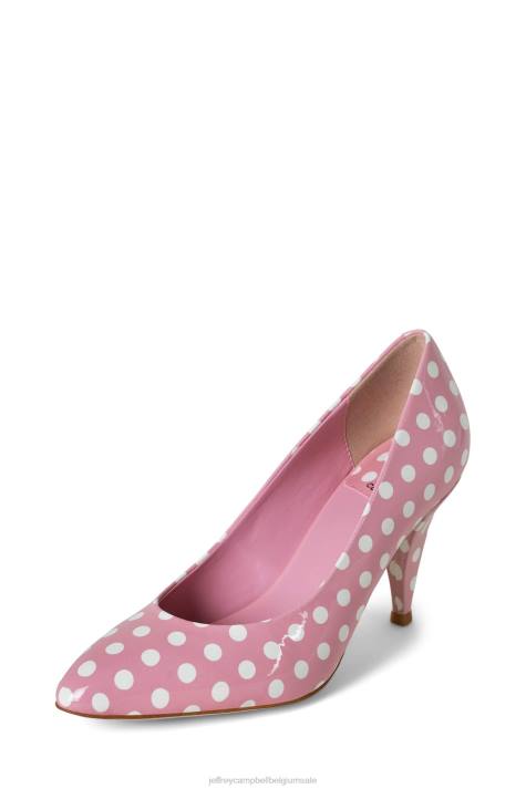 vrouwen Jeffrey Campbell veronique roze wit polka dot patent V2LZ1383 hakken pomp