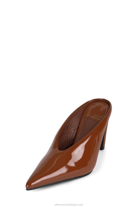 vrouwen Jeffrey Campbell zoemen bruin patent V2LZ124 hakken pomp