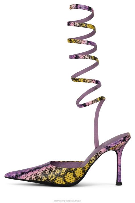 vrouwen Jeffrey Campbell Afrodite geel paarse slang V2LZ1677 muilezel met hakken