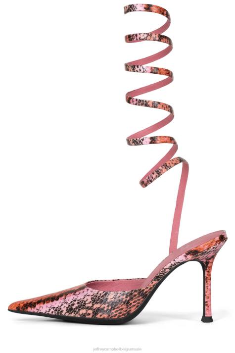 vrouwen Jeffrey Campbell Afrodite roze oranje slang V2LZ1678 muilezel met hakken