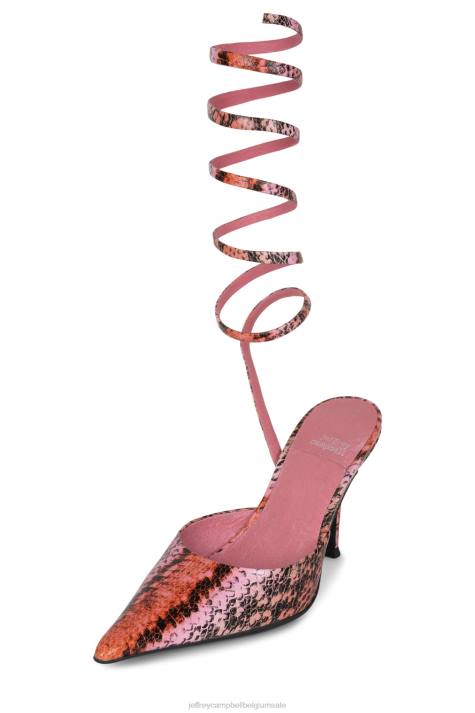 vrouwen Jeffrey Campbell Afrodite roze oranje slang V2LZ1678 muilezel met hakken
