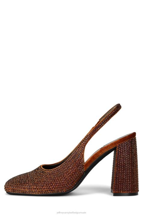 vrouwen Jeffrey Campbell bling bling donkeroranje fluwelen combo V2LZ1658 muilezel met hakken