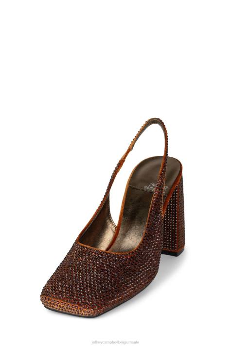 vrouwen Jeffrey Campbell bling bling donkeroranje fluwelen combo V2LZ1658 muilezel met hakken