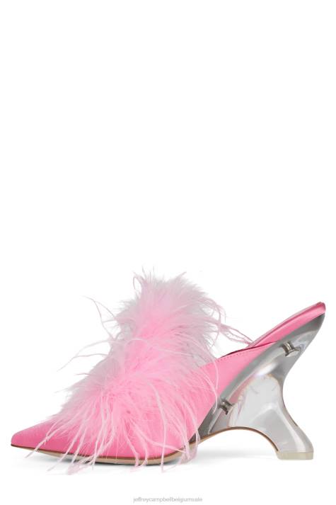 vrouwen Jeffrey Campbell bont-wut roze satijn V2LZ1661 muilezel met hakken