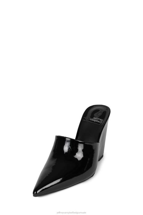 vrouwen Jeffrey Campbell coletta zwart patent V2LZ1652 muilezel met hakken