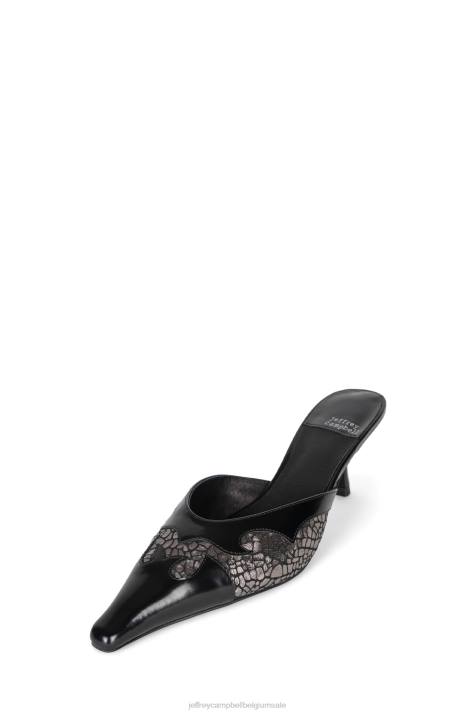 vrouwen Jeffrey Campbell dilettant black box tin craquelé V2LZ1669 muilezel met hakken